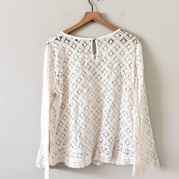 A New Day Long Flare Sleeve Sheer Shirt Lace Top in White Size XXL - Picture 6 of 6